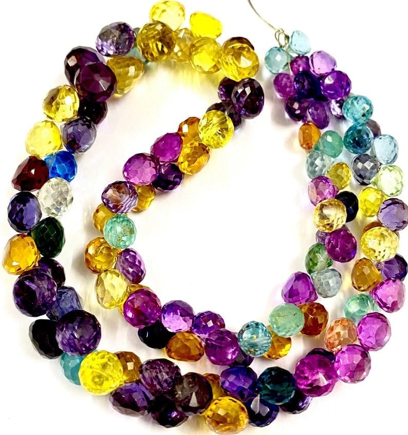 Natural Multi Sapphire Onion facated Beads 5-8 MM 14 inch Long String Jewelry Making Gemstone Beads for Necklace Bracelet