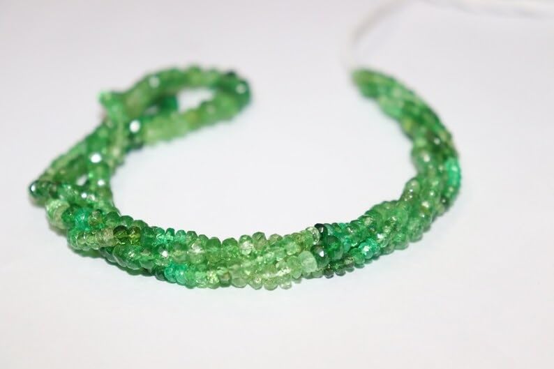 Tsavorite Faceted Rondelle Beads 3-6 mm Tsavorite Faceted Shaded Beads Shaded Tsavorite Beads Strand Tsavorite Rondelle Beads