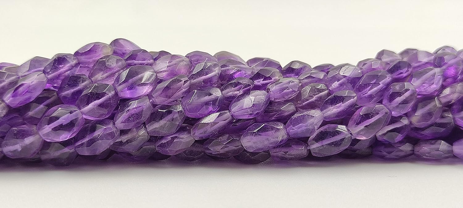Hanumat Gems Lot of 2 Strand Natural Crystal Quartz Faceted Oval Shape Gemstone Beads,Crystal Quartz Faceted Beads,Crystal Quartz Oval Beads,5X7-6X9 MM Oval Beads,13 Inches Oval Beads Strand.
