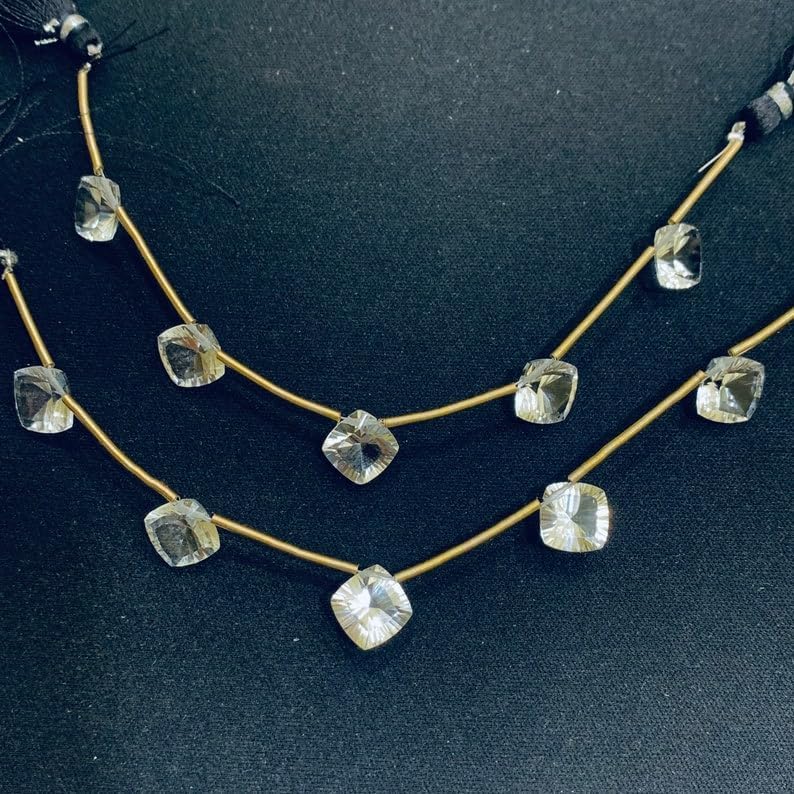 Natural Crystal Quartz sque Faceted Beads 10 mm 7 inch Long String Jewelry Making Gemstone Beads for Necklace Bracelet