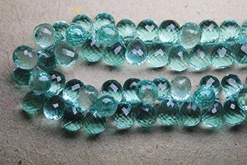 15 Pcs of Extremely Beautiful,Super Finest,Fluorite Green Quartz Micro Faceted Tear Drops Shape Briolettes,10-11mm Code-HIGH-53691