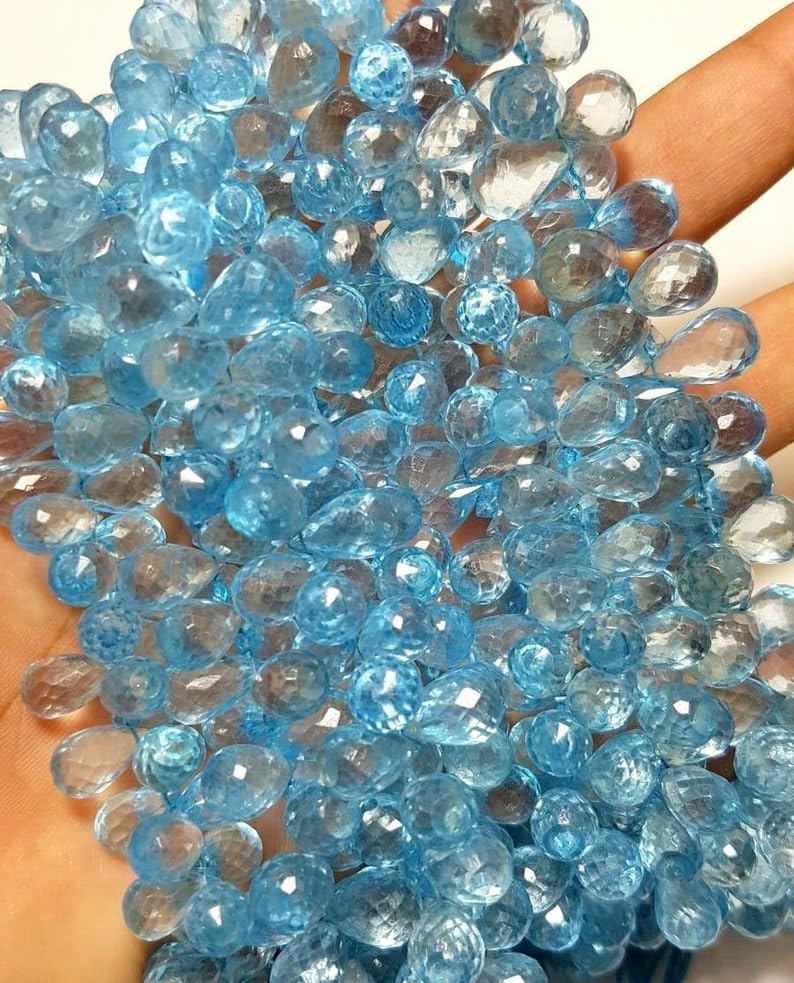 Natural Crystal Coated Teardrop Smooth Beads 5 to 10 mm 8 inch Long String Jewelry Making Gemstone Beads for Necklace Bracelet