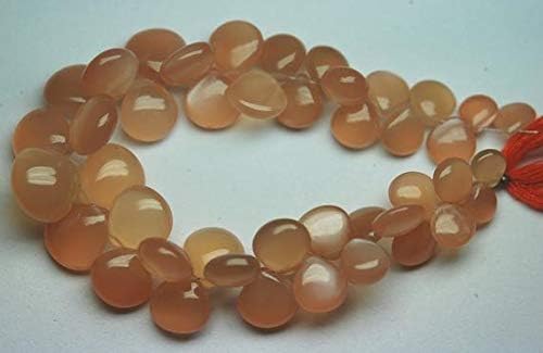 7 Inch Strand,Superb-Finest Quality Peach Moonstone Smooth Heart Shape Briolettes,8-13mm Size Code-HIGH-55262