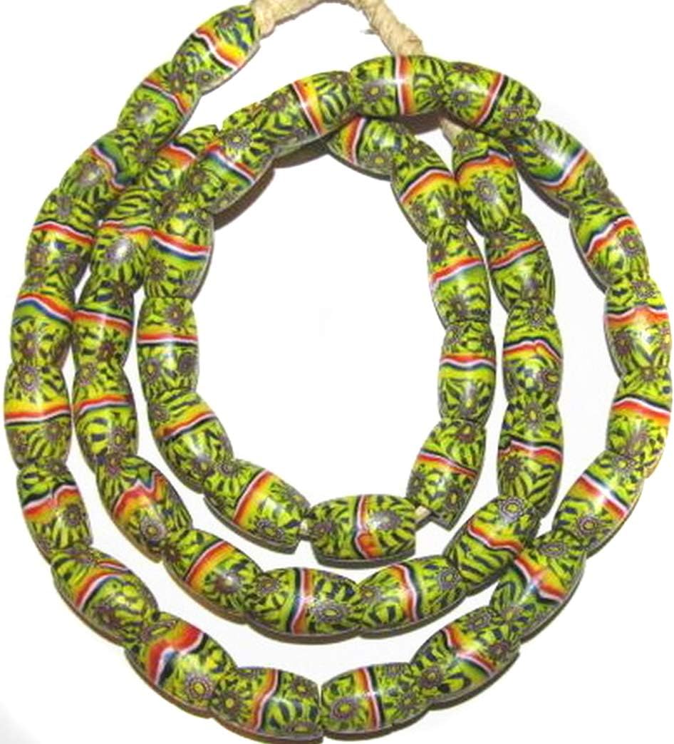 Antique matched Venetian Oval Millefiori Glass Trade beads