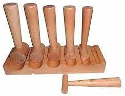 Wooden Swage Block U-Channel Forming Dapping Wooden Block with Hammer Punches Jewelry Making Metal Forming Tool