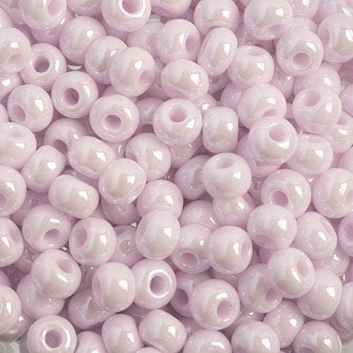 Czech Glass Seed Beads 2/0 (6.1mm Diameter) Opaque Natural Pink Luster DIY Jewelry Making Beads - 250g Bulk Bag by Preciosa (Jablonex)