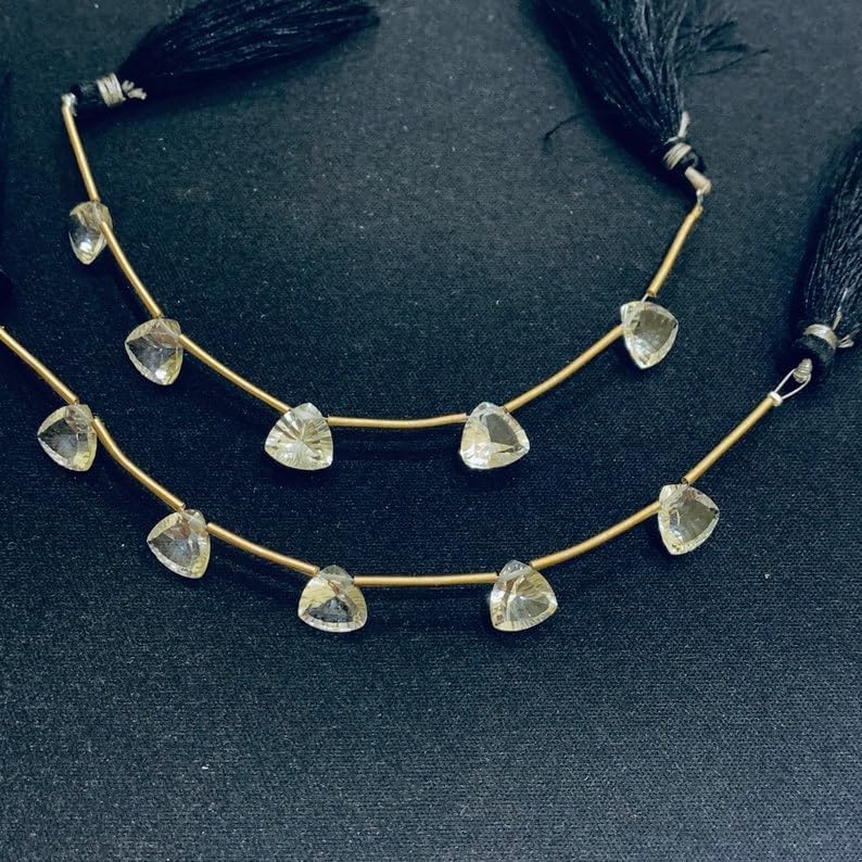 Natural Crystal Quartz Trillion Smooth Beads 10 mm 4 inch Long String Jewelry Making Gemstone Beads for Necklace Bracelet