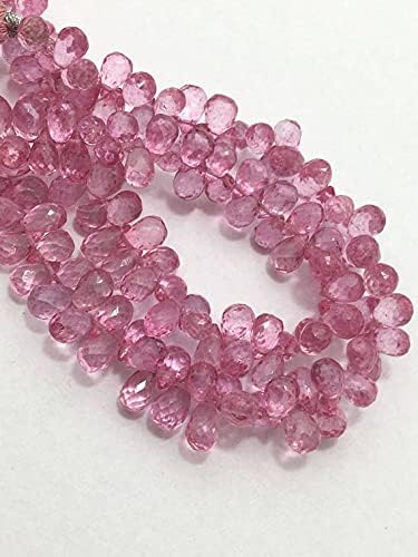 Pink Topaz Faceted Drops Beads, 6mm to 7mm, 8 inches, Drops Beads, Topaz Beads, Pink Beads, Gemstone Beads
