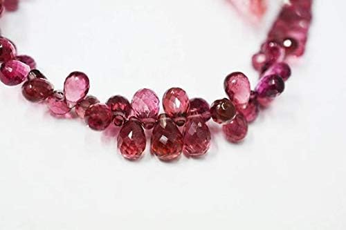 Natural Pink Tourmaline Faceted Tear Drops Briolettes Beads / 3x4-6x10 mm / 7 inches Code-HIGH-60941