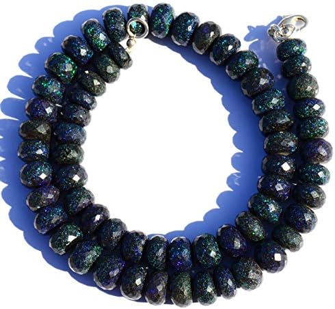 Very Rare Natural Gem Australian Matrix Black Opal Big 10MM Size Faceted Rondelle Beads 16 Inch Full Strand Finished Necklace Rare Gem