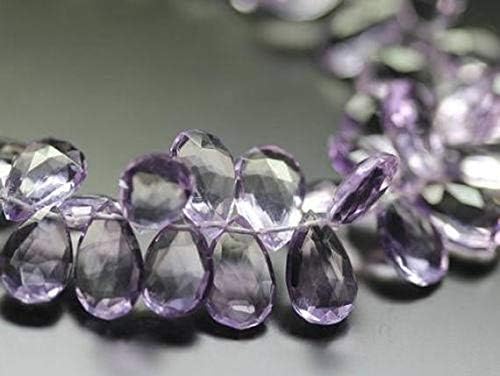 Pink Amethyst AAA Micro Faceted Pear Drop Gemstone Craft Loose Beads Strand 9 Inch Long 11mm 12mm Code-HIGH-1742