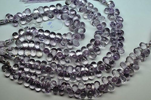 13 inch natural beads strand of 11-12mm faceted drop pink amethyst gemstone briolletes beads for DIY jewelry - necklace, bracelet, earring, ring.