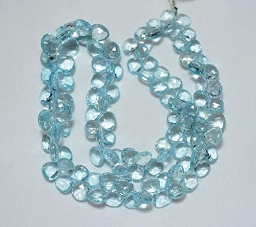 Blue Topaz Heart Shape Beads, Blue Topaz Faceted Heart Shape Briolettes, Gemstone for Jewelry, 8mm - 13mm Approx, 9 Inch Strand Code-HIGH-25178