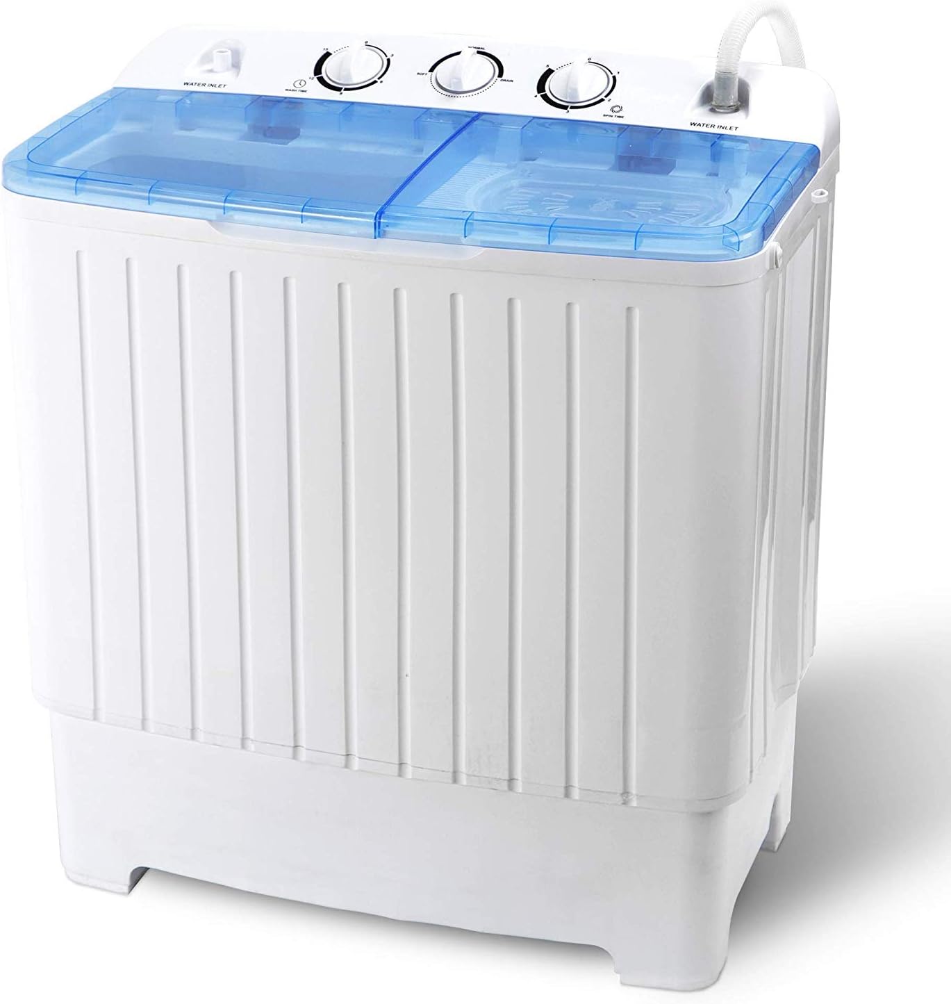HomGarden Portable Washer Compact Mini Twin Tub Washing Machine w/Washer Spinner Cycle Spin Drye, Built-in Gravity Pump, 5.74 FT Power Cord (17.6 lbs Capacity)