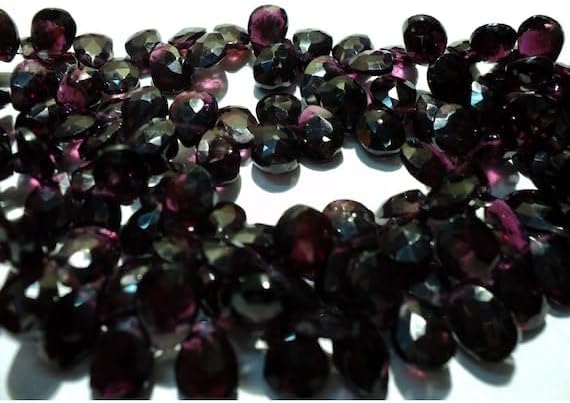 BEADS GEMSTONE 1 Strand Natural Garnet, Micro Faceted Pear Beads, Briolette Beads - 7x9mm 8 Inch Long Long Code-HIGH-19204