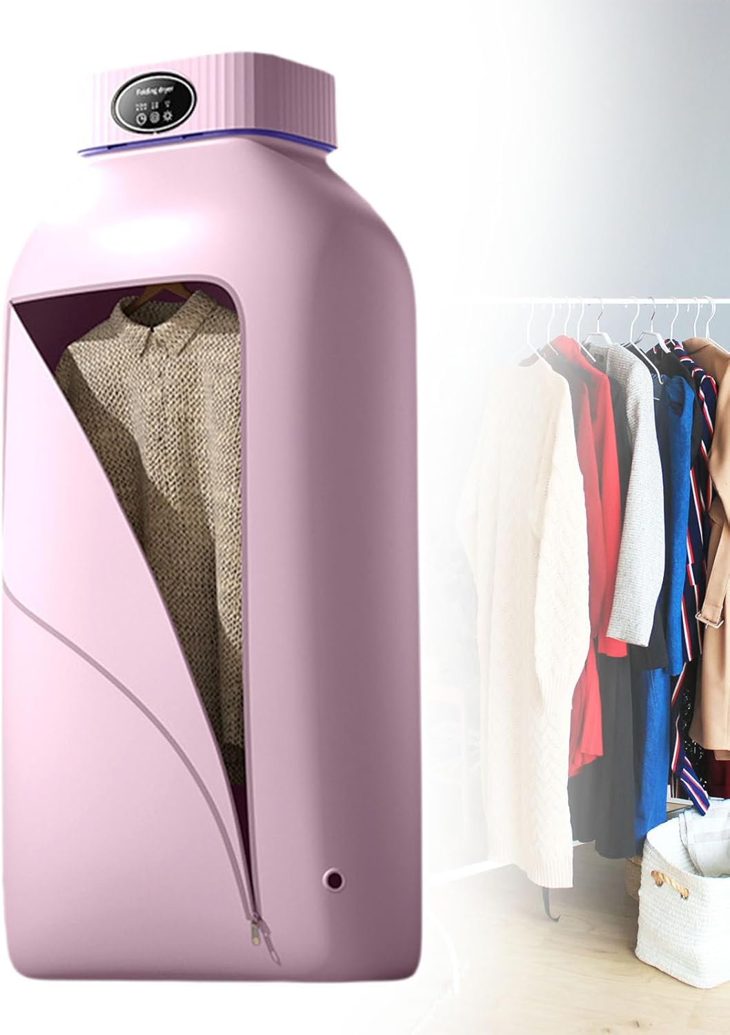 Apartment Clothes Dryer, Travel Clothes Dryer, 360° Cycle Drying, PTC Heating Method, 2-Speed Adjustment, Suitable for Drying Shirts, T-Shirts, Shorts, Vests,Pink