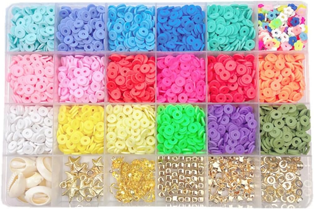4800 Pieces of 6mm Flat Polymer Clay Beads Soft Slices DIY Jewelry Accessories