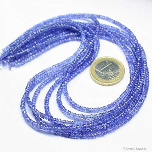 Natural Blue Tanzanite Faceted Rondelle Micro Gemstone Craft Loose Beads Strand 14 Inch Long 3mm Code-HIGH-26679