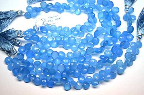 3 Strands Combo Wholesale 8 Inch-10-12mm Natural Electric Sky Chalceny Faceted Heart Briolette Beads Strand Code-HIGH-59220