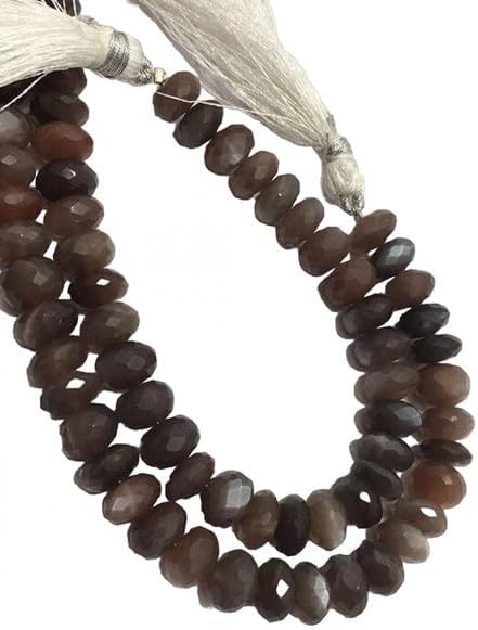 Natural Chocolate Moonstone Faceted Rondelle Beads, 8-9mm, 8 inches Semiprecious Stone Beads lot of 10 Strands CHIK-STRD-96032