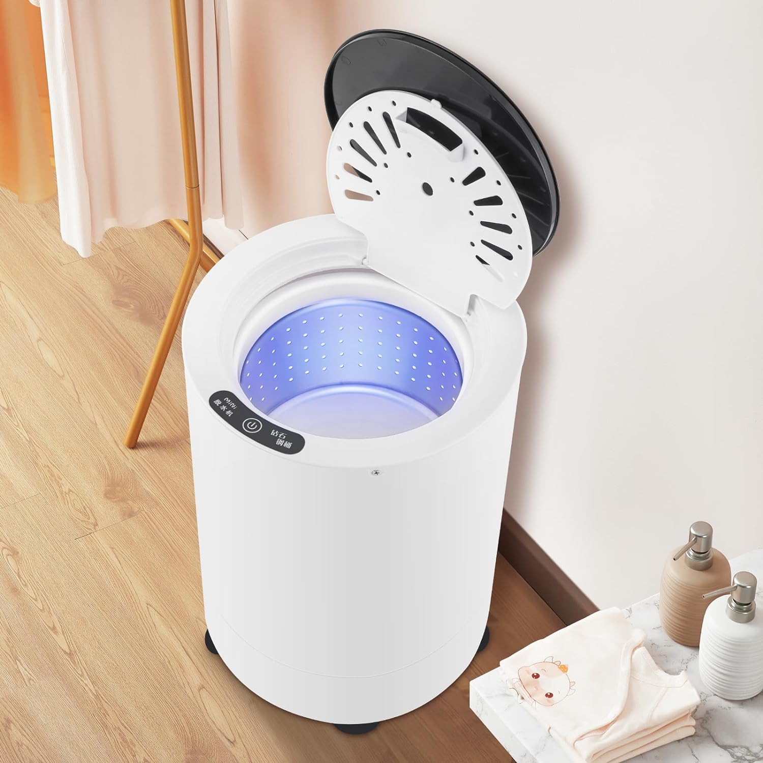 Meticuloso Compact Electric Spin Dryer 110V, Portable Mini Laundry Dryer for Apartments, Schools, Dorms, RVs, Camping