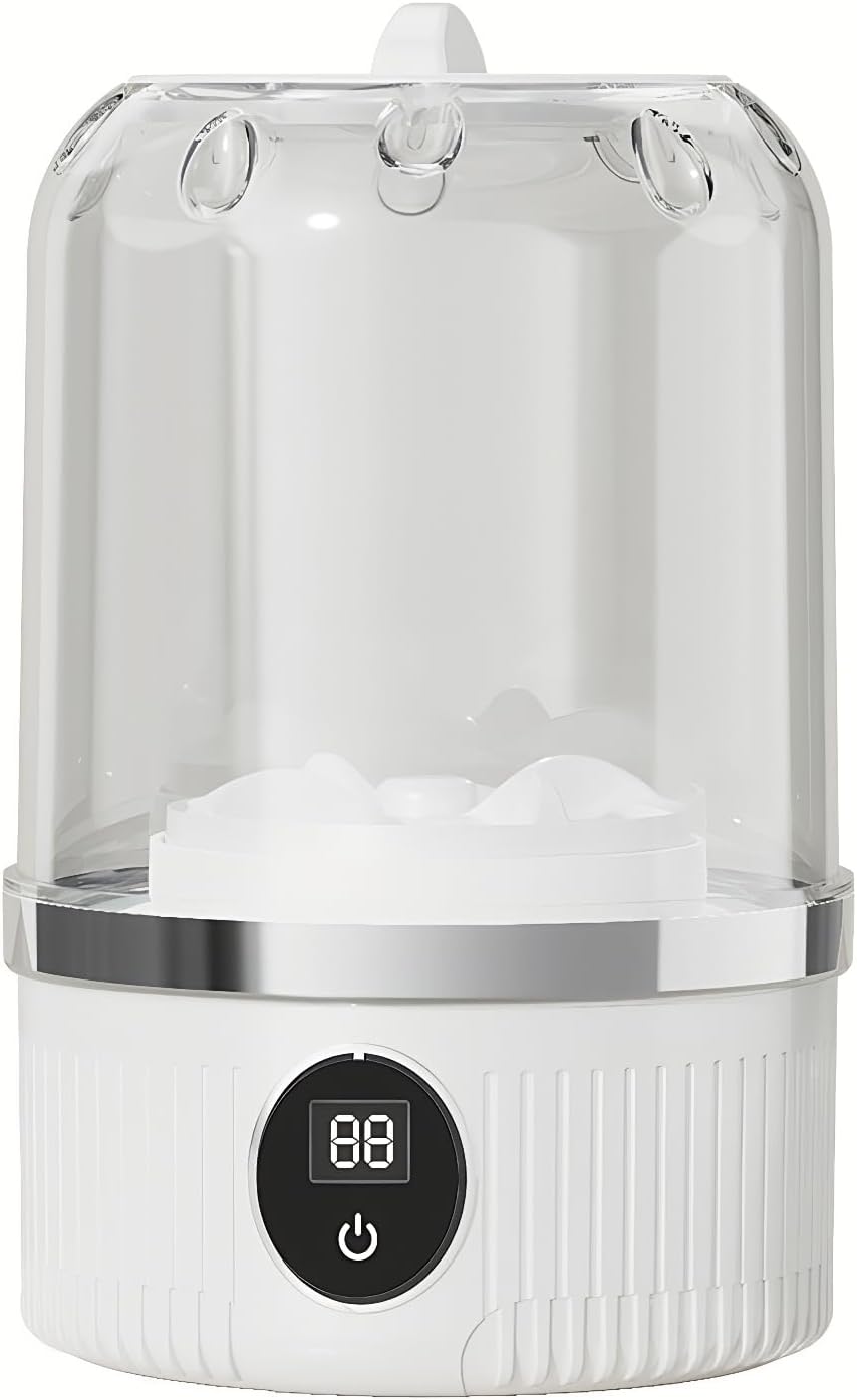 Mini Lavadora, Portable Mini Washing Machine, 3000mAh Rechargeable Wireless, Portable Small Wireless Washing Machine for Home Use, for Underwear, Small Loads, Baby Clothes (White)