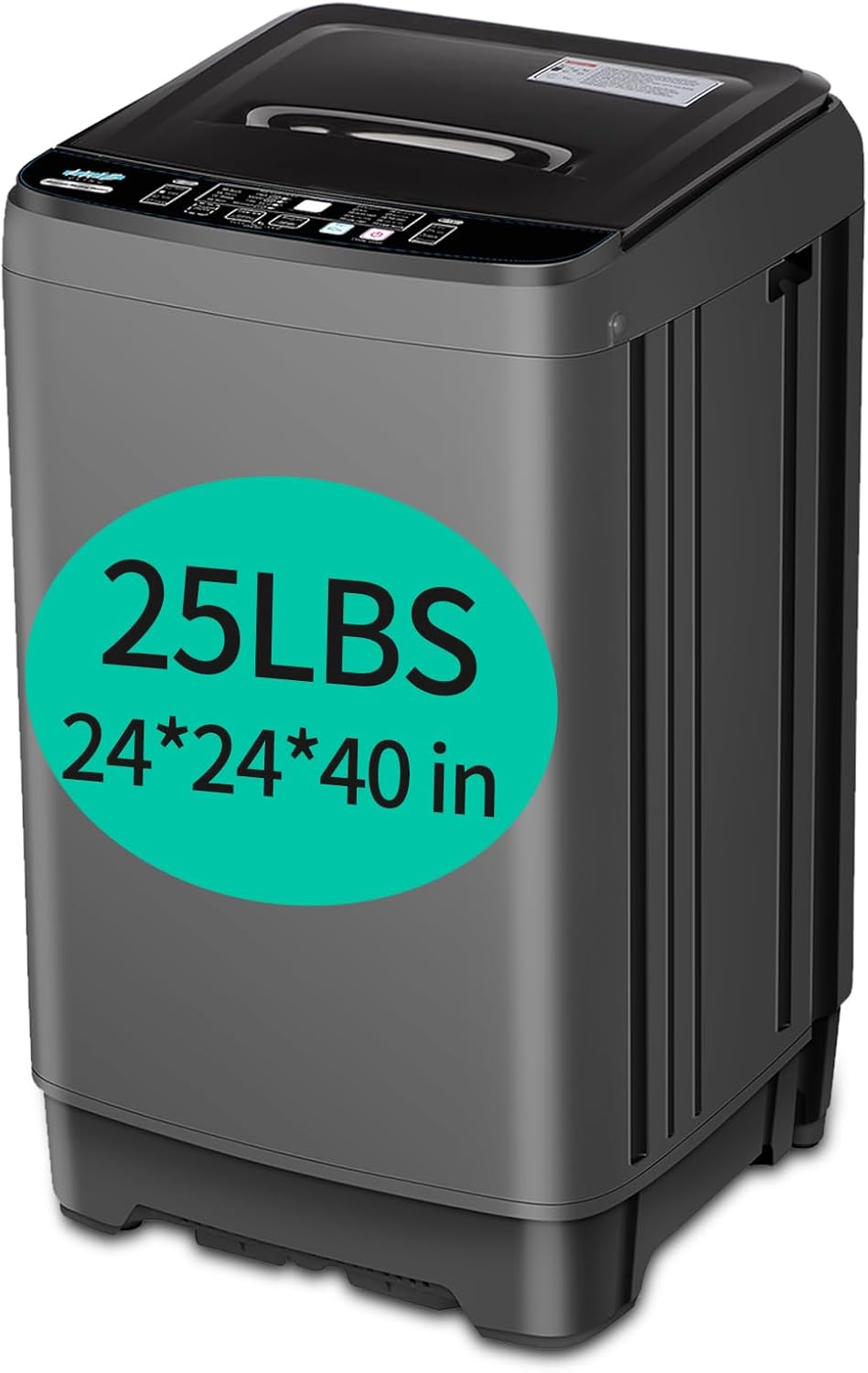 Full Automatic Washing Machine with LED Display, 25 lbs Portable Washer Drain Pump, Come with a Glass Cover, 8 Programs & 8 Water Levels Selections, Ideal for Camping, Apartment, Dorm, Grey