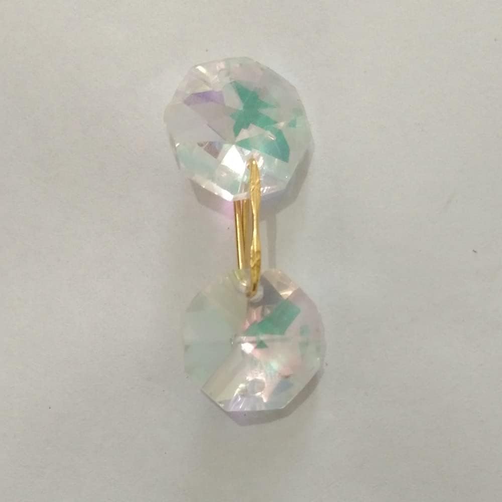 Charm AB 14mm Glass Crystal Beads Lamp Chain Garland Chandelier Prism Octagon Beads Chain Craft Jewelry Home Decoration - (Color: Gold Pin/Size: 100m)