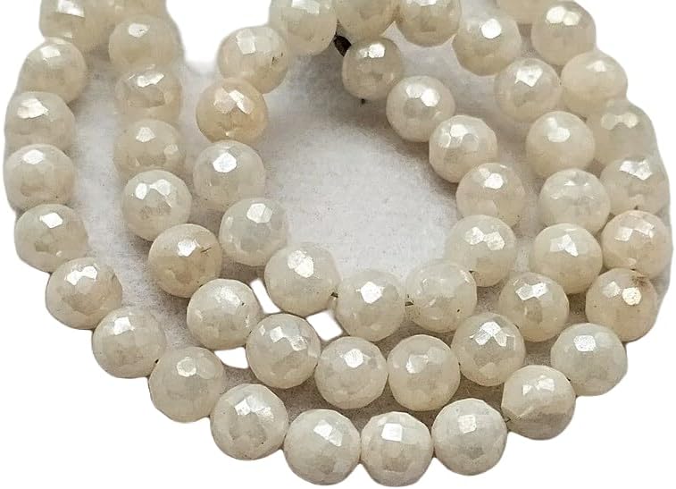 13 inch Strand of Natural gem Mystic silverite, 8mm Round Faceted Beads for DIY Jewelry Making. | Beads_05788