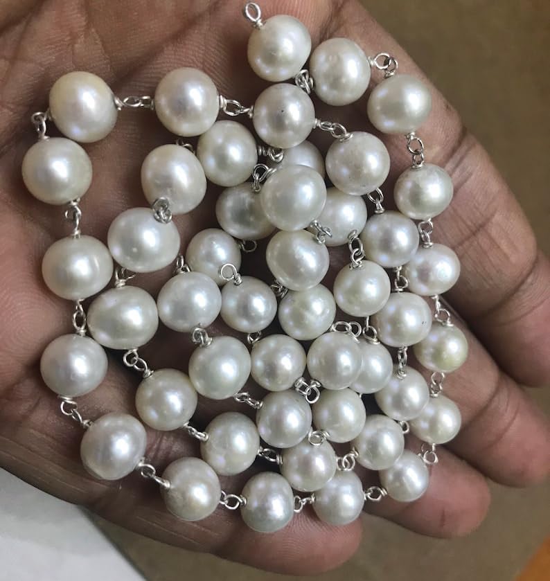 Natural WHITE PEARL roundelle smooth Beads 8-MM 21 inch long string jewelry making gemstone beads for necklace bracelet