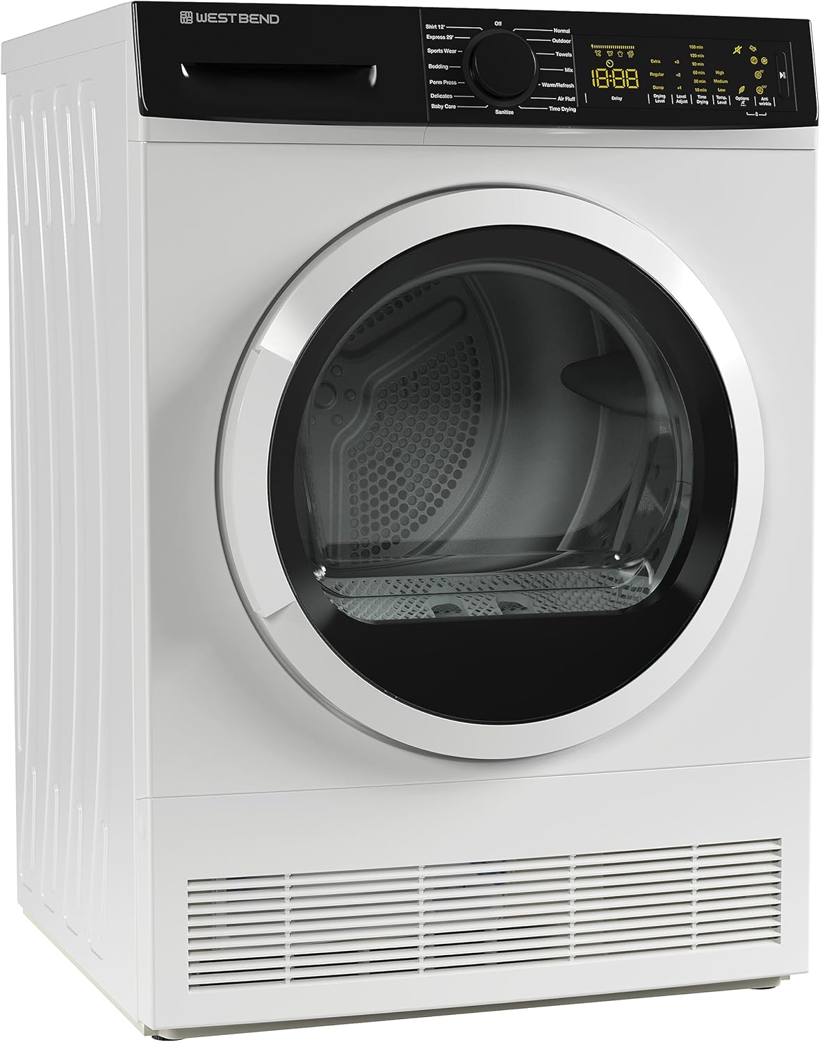 West Bend Clothes Dryer Compact Portable Front Loading for Laundry, Auto and Timed Dry Settings and Anti-Wrinkle, Perfect for Apartments, RV and More, 4-Cu.Ft, White