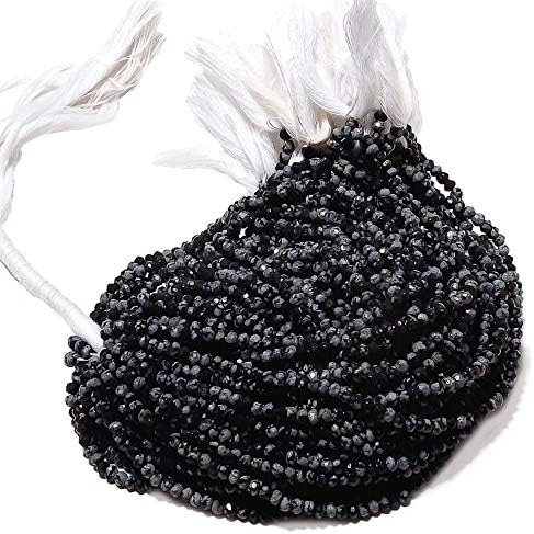 50 Strands Wholesale 3.5mm Black Obsidian Beads, Faceted Rondelles Beads, Black Obsidian Rondelles, 13.5 Inch Strand