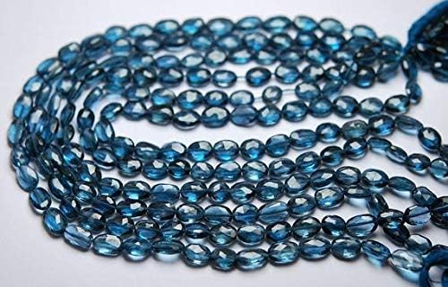 8 Inch Strand, LONN Blue Topaz Faceted Oval Shape Briolette,6-7mm Code-HIGH-62672
