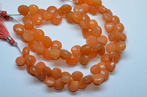 2 Strands Rare-8 Inch 12-13MM Natural Mango Chalceny Faceted Heart Briolette Beads Code-HIGH-59016