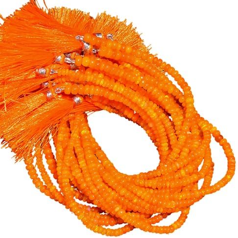 Orange Ethiopian Opal Gemstone Roundel Smooth Beads 4X4X2 mm 5 Strand 8