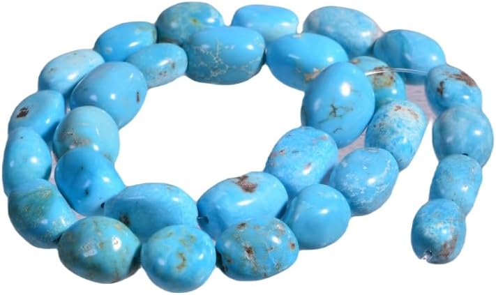 13 inch Strand of Natural gem Kingman Turquoise, 15mm Nugget Smooth Beads for DIY Jewelry Making. | Beads_05011, Sky Blue