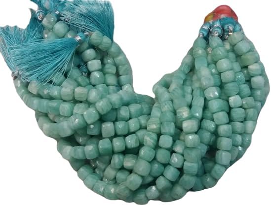 13 inch Strand of Natural gem Amazonite, 6mm Cube Faceted Beads for DIY Jewelry Making. | Beads_03869