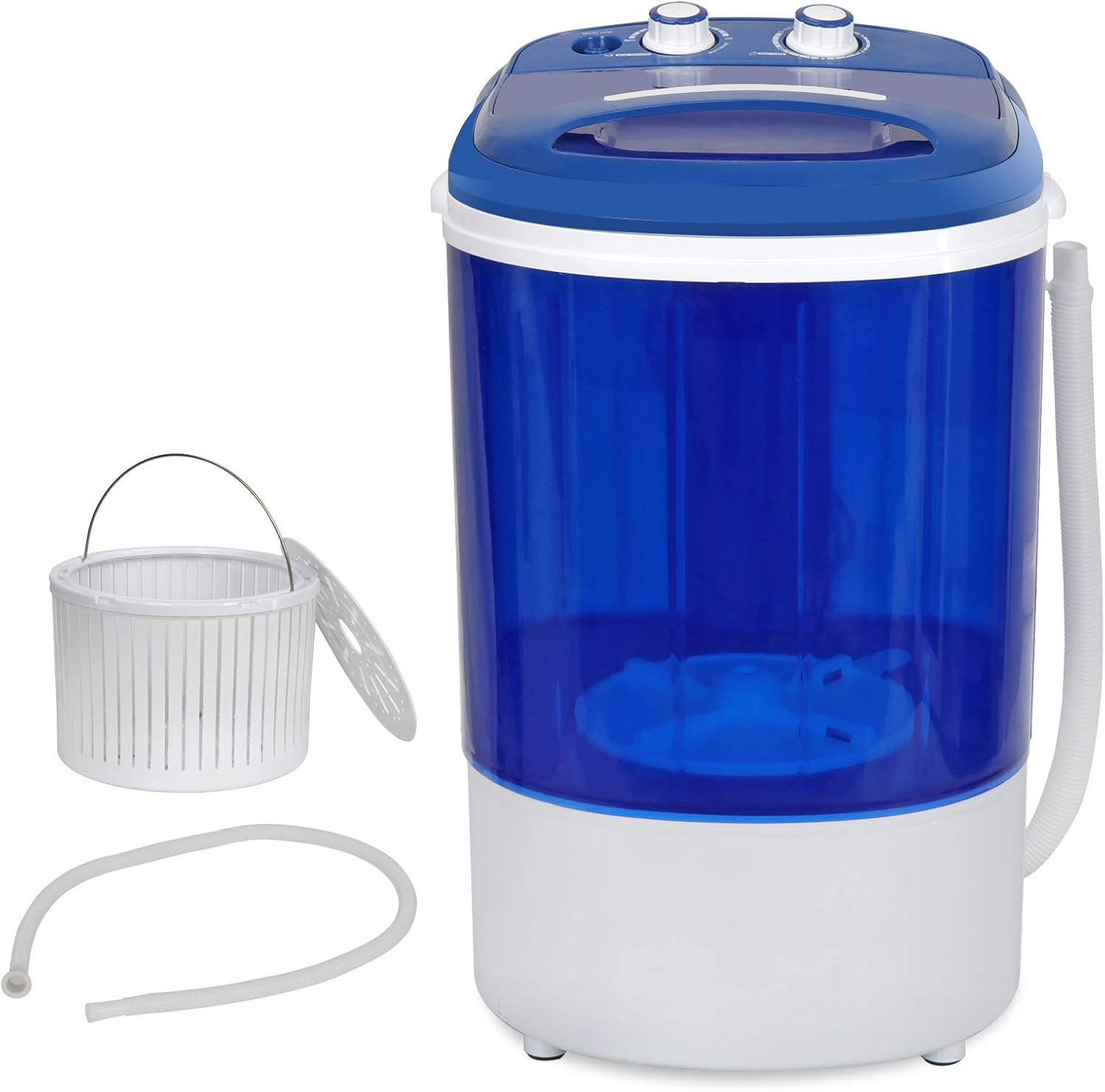 JupiterForce Portable Mini Washing Machine, 5.7 lbs Capacity Washer and Spinner Combo Semi-Automatic Compact Laundry Machine for Apartment, RV, Dorm, Bathroom, Blue