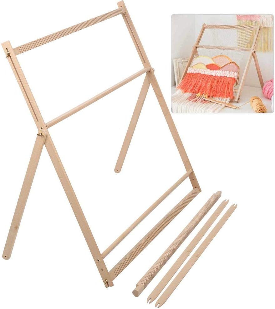 Weaving Loom, Wooden Multi-Craft Weaving Frame Loom with Stand, DIY Hand Knitting Weaving Machine Tapestry Wool Knitting Tool Kids Girls