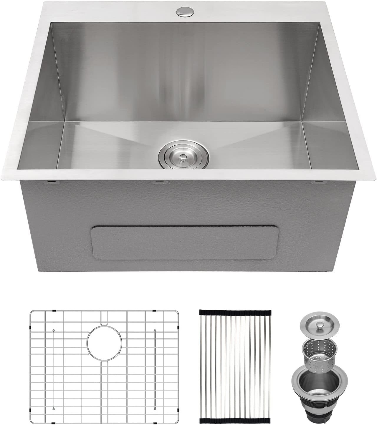 25 Inch Utility Laundry Sink Drop In 16 Gauge Stainless Steel Single Bowl Laundry Room Sink Laundry & Utility Room Kitchen Sinks 25