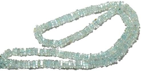 5 Natural Blue Apatite Square Heishi Strands, 16 Inches Full Strand, Size 5mm Gemstone Beads Code-HIGH-50544