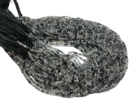 Black Rutiled 10str LOT Laser Faceted rondelle Gemstone Bead for Jewelry 2.8-3mm 5 Strand CHIK-STRD-86002