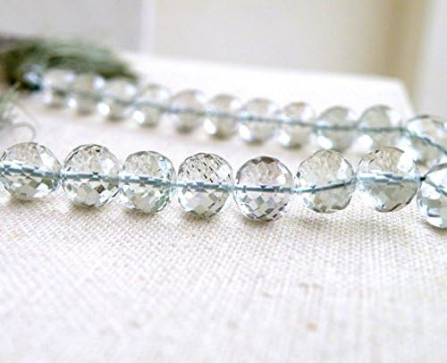 Outstanding Prasiolite Green Amethyst Gemstone Round Faceted Disco 8.5 to 9mm 13 beads