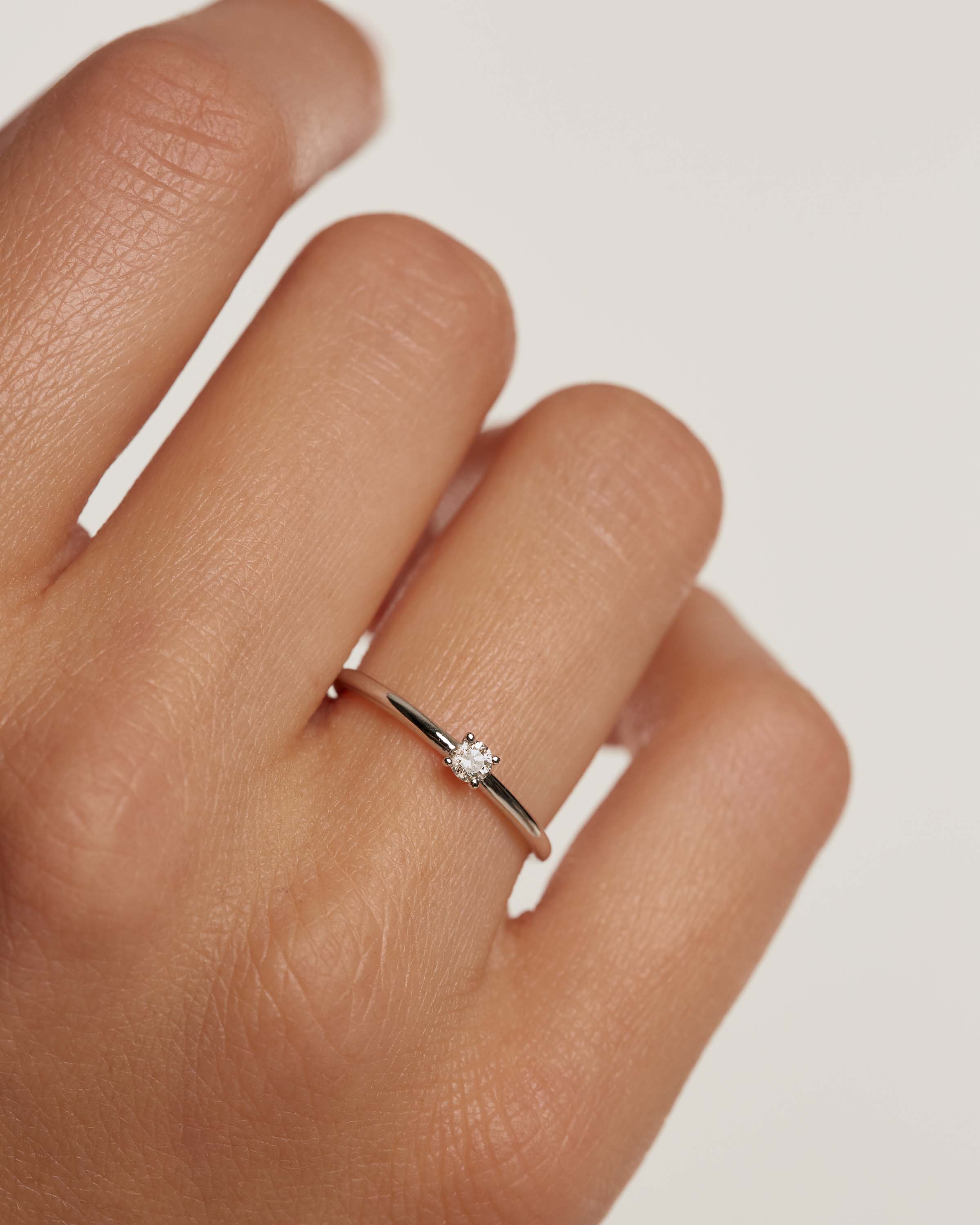 Diamonds and White Gold Solitaire Mini Ring