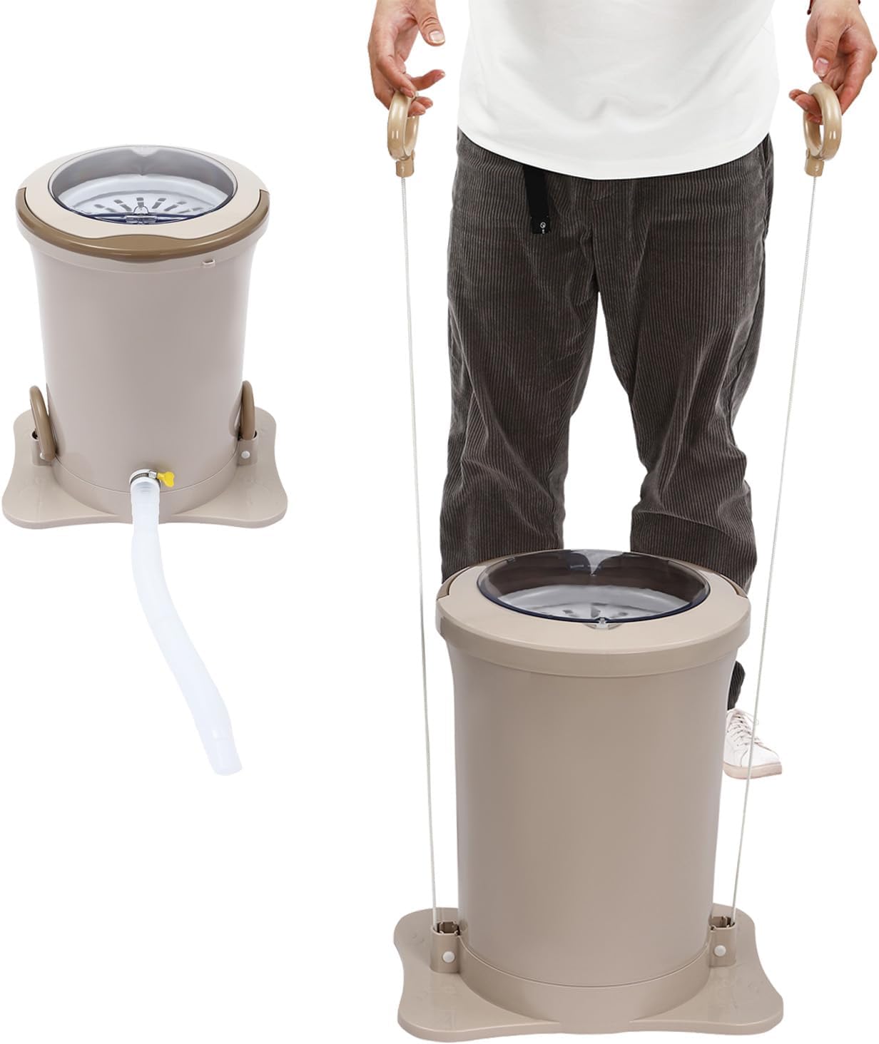 12L/3.17Gal Manual Clothes Spin Dryer, Portable Clothes Spinner Dehydrator with 4.9ft Drain Hose, Mini Laundry Dryer for RV, Camping,Traveling, School, Apartment, Dorm, Hotel