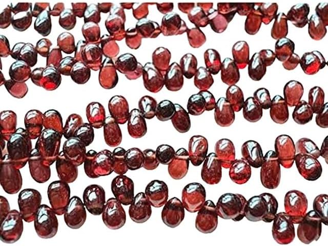 Garnet Beads, Tear Drop Beads, Briolette Beads, 6x4mm Beads, 6 Inch lot of 10 Strands CHIK-STRD-94974