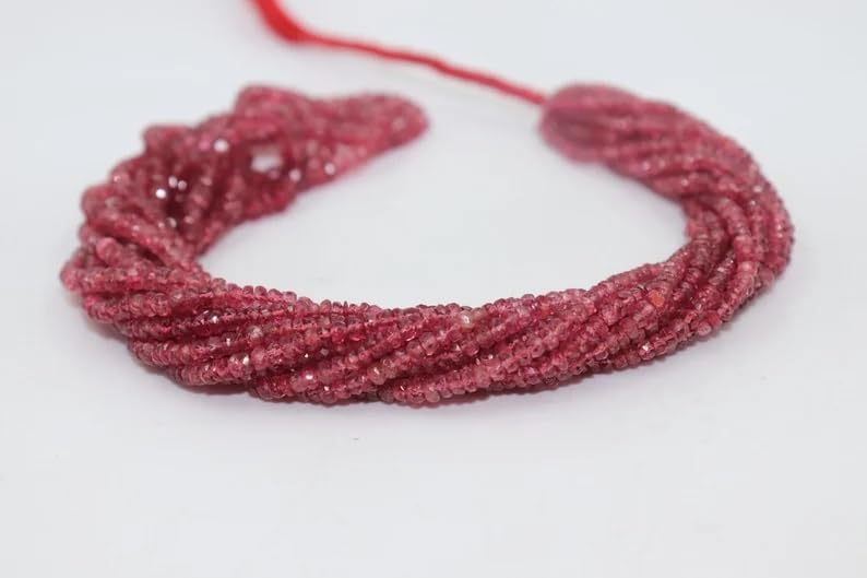 AAA+ Quality Burma Red Spinel Faceted Rondelle 3-3.5mm Beads Strand for Jewelry Making Wholesale