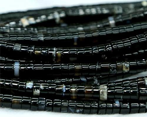 1 strands natural black agate tube loose beads barrel column small wheel 3x6mm 02942