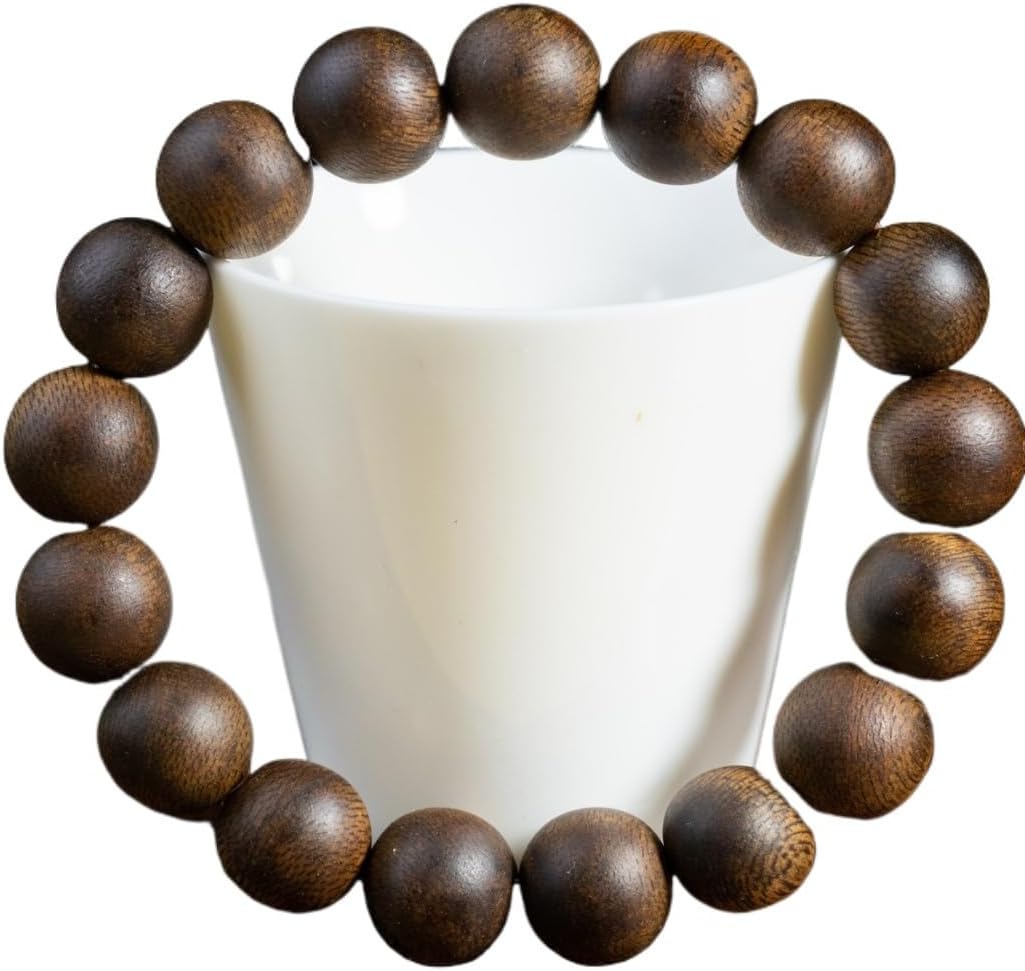 Natural Wild Fusen Red Earth Agarwood Aquilaria Hand-Stranded Beads Single Strand 12mm*17 Beads Honey-Sweet Cool Aroma Sinking Grade