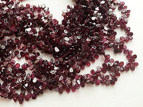 5 Strand Natural Garnet Plain Pear Beads, Garnet Necklace, Red Garnet Gemstone Beads, 4x5mm - 4x6mm Each, 13 Inch
